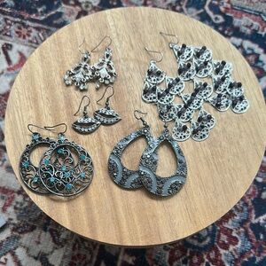 Elegant Silver and Turquoise Earrings Sets! Costume jewelry!!